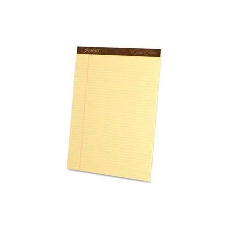 Esselte Esselte  Gold Fibre Legal Pad, 8-1/2" x 11-3/4", Wide Ruled, Canary, 50 Sheet/Pad, 12 Pads/Pack 20020